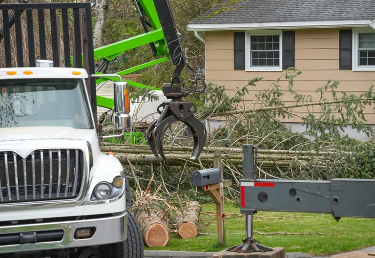 Tree removal by crane